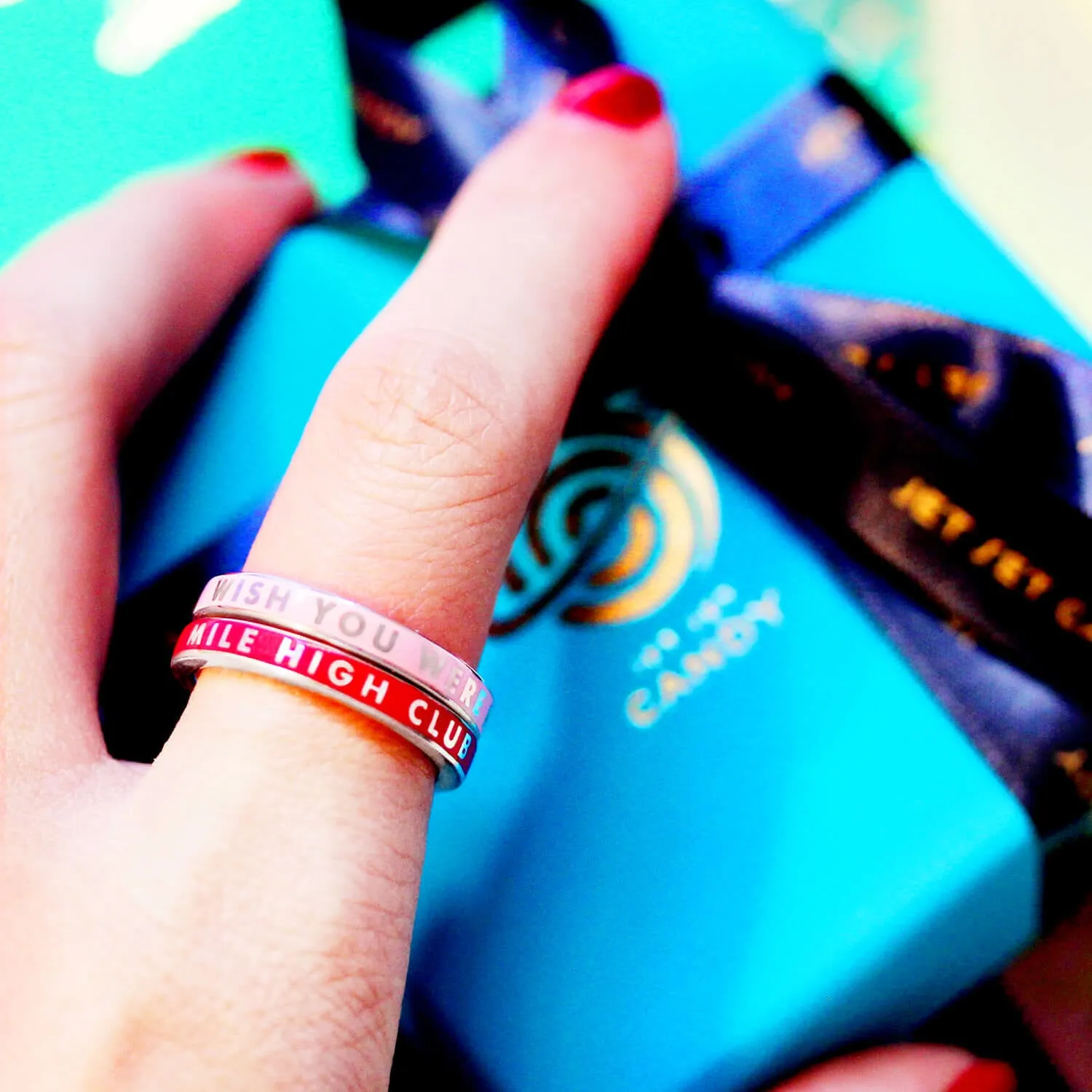 Mile High Club Ring, Red Enamel, Silver
