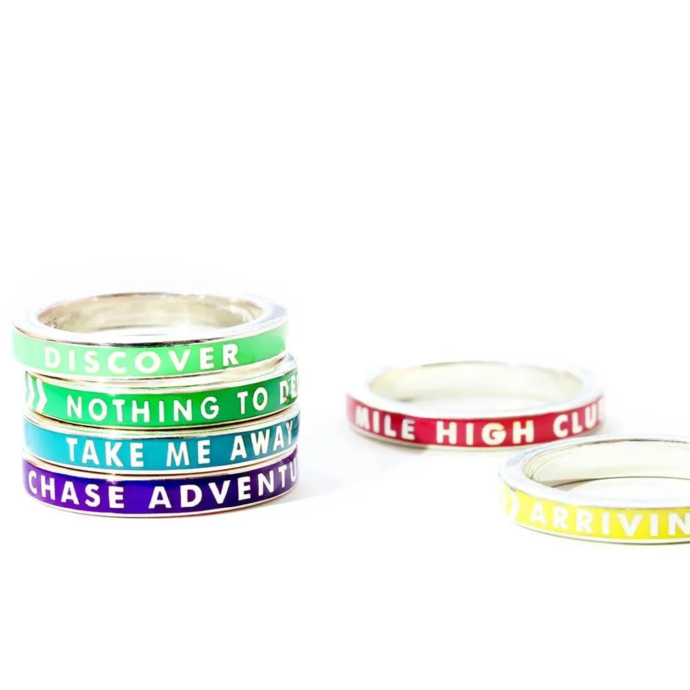 Mile High Club Ring, Red Enamel, Silver