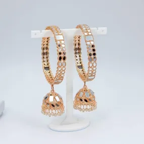 Minahil Rose Gold Mirror Jhumka Bangles