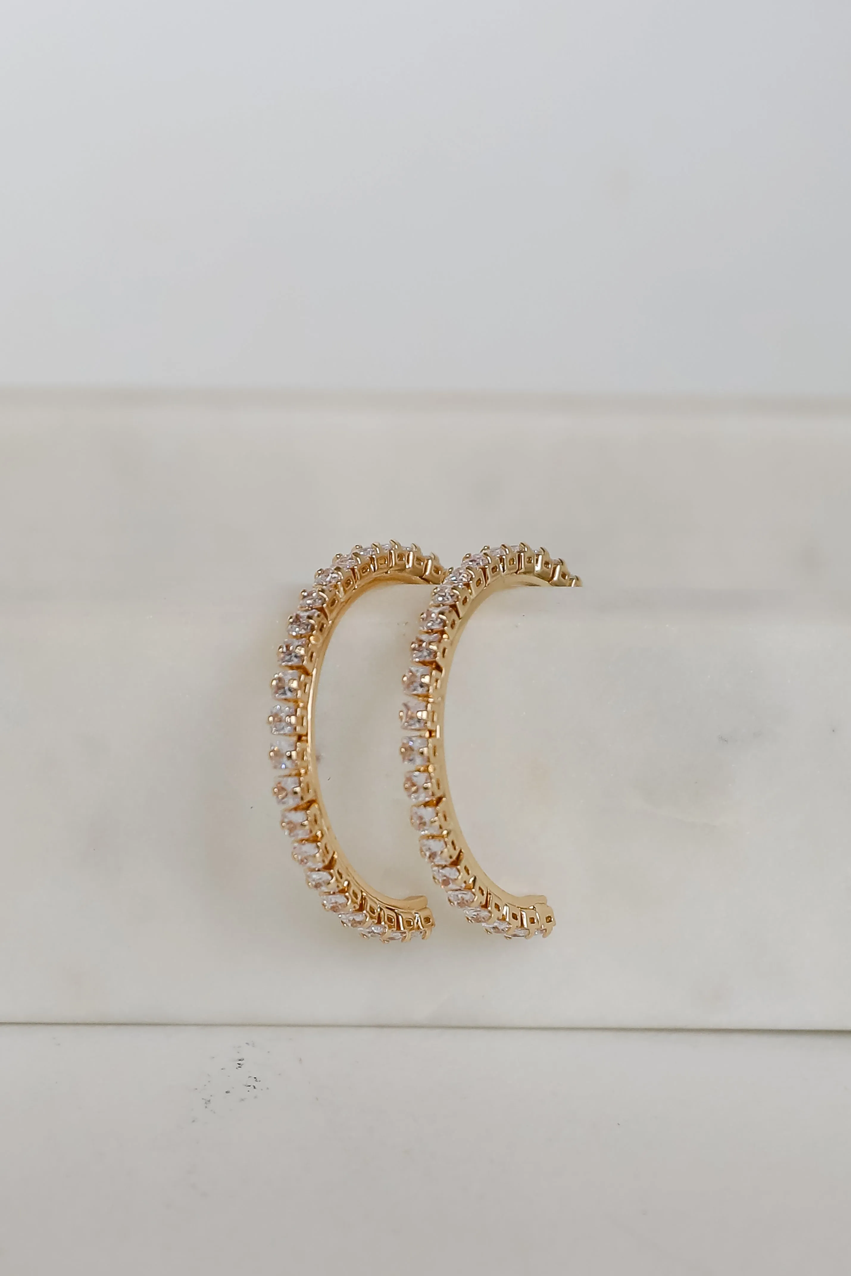 Missy Gold Rhinestone Hoop Earrings