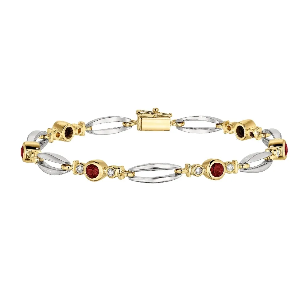 Modern Ruby and Diamond Bracelet