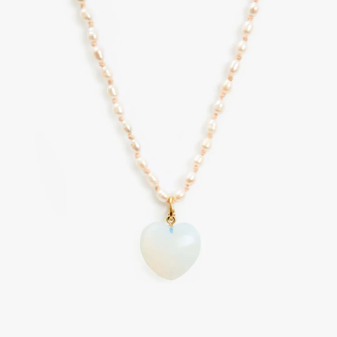 Mylar Stone Heart Charm (Vintage Gold   Opal)