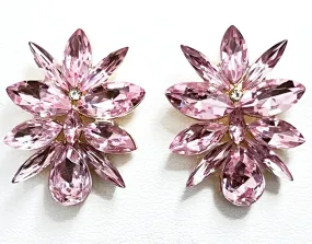 Natalie - Pink Rhinestone Statement Stud Earrings