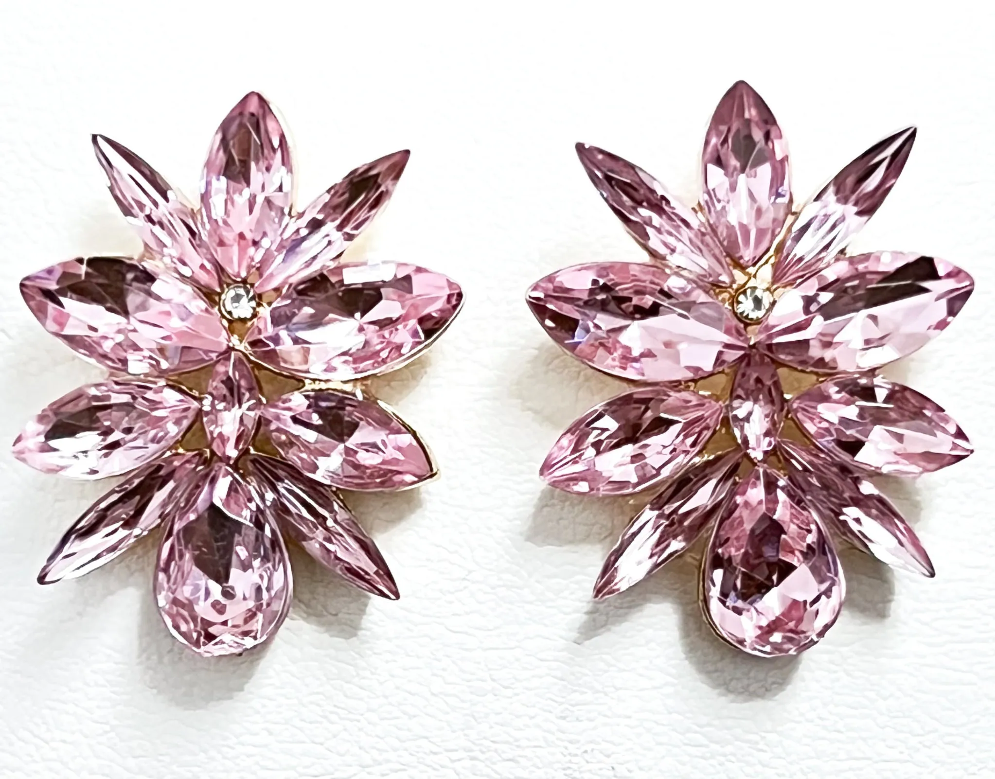 Natalie - Pink Rhinestone Statement Stud Earrings