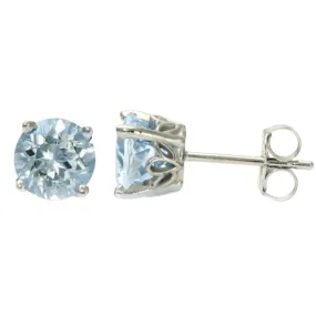 Natural Aquamarine Stud Earrings | 14K Gold