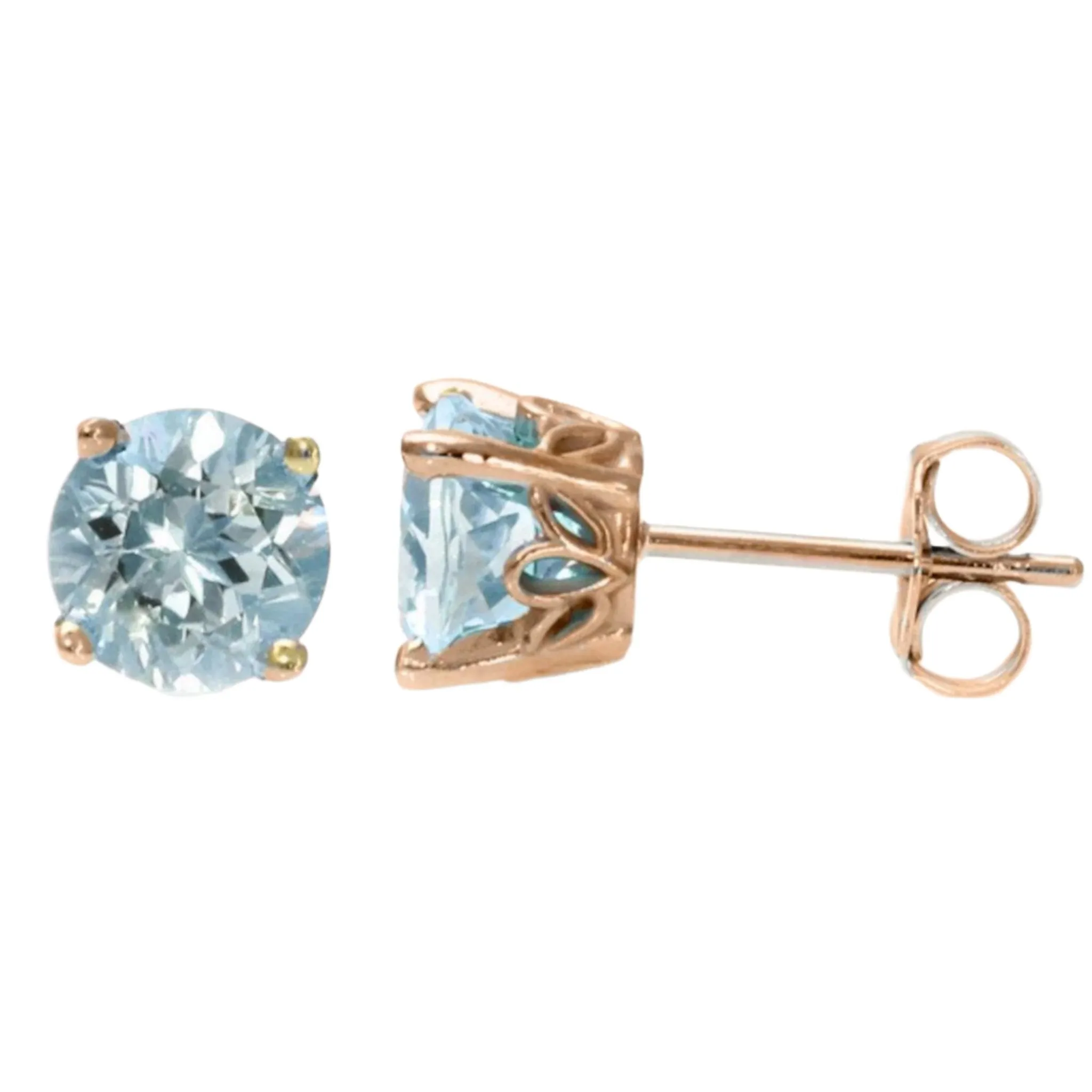Natural Aquamarine Stud Earrings | 14K Gold
