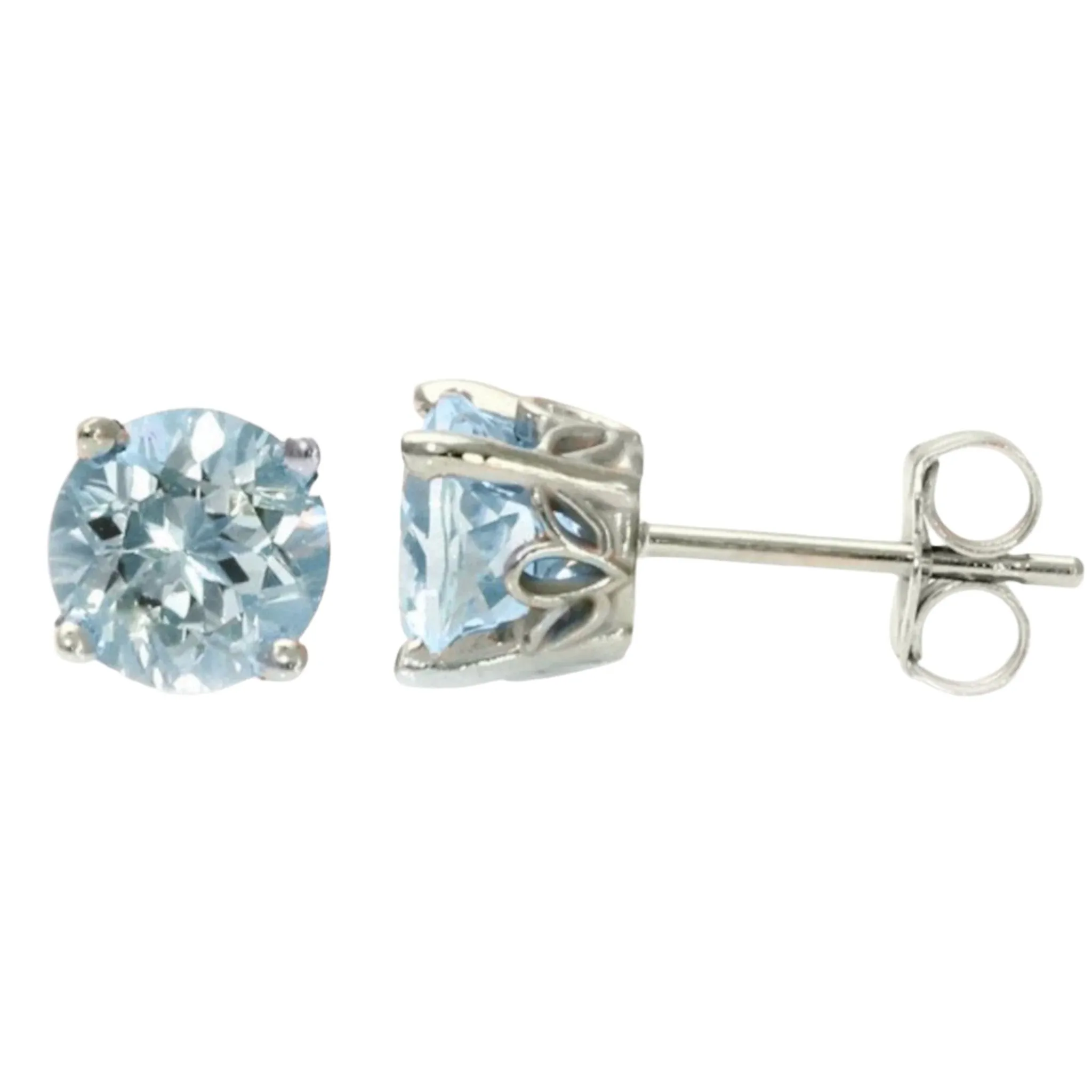 Natural Aquamarine Stud Earrings | 14K Gold