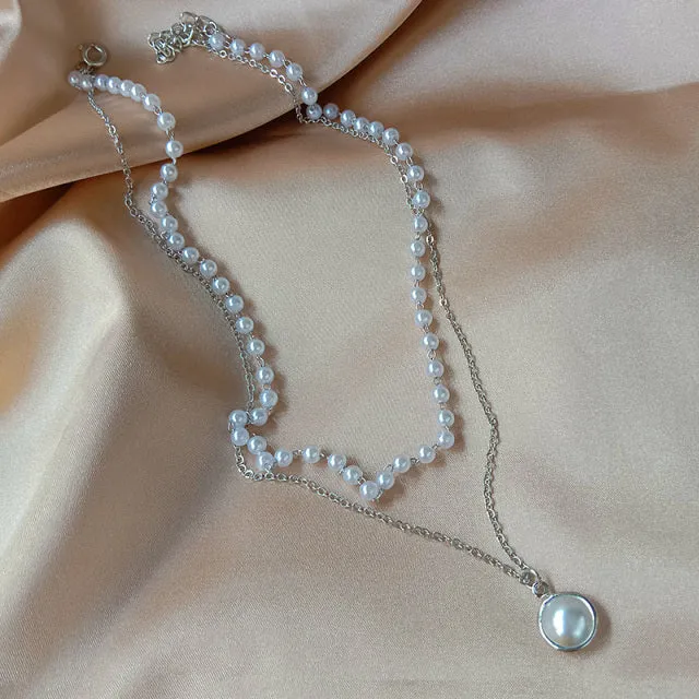 Neck Chain Women Pearl Choker Necklace Gold Jewelry Pendant