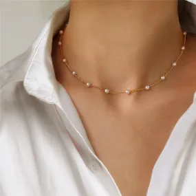 Neck Chain Women Pearl Choker Necklace Gold Jewelry Pendant