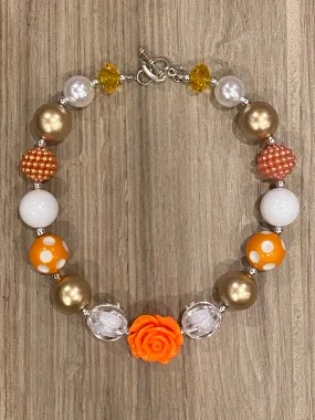 Necklace - Gold/Orange Rose