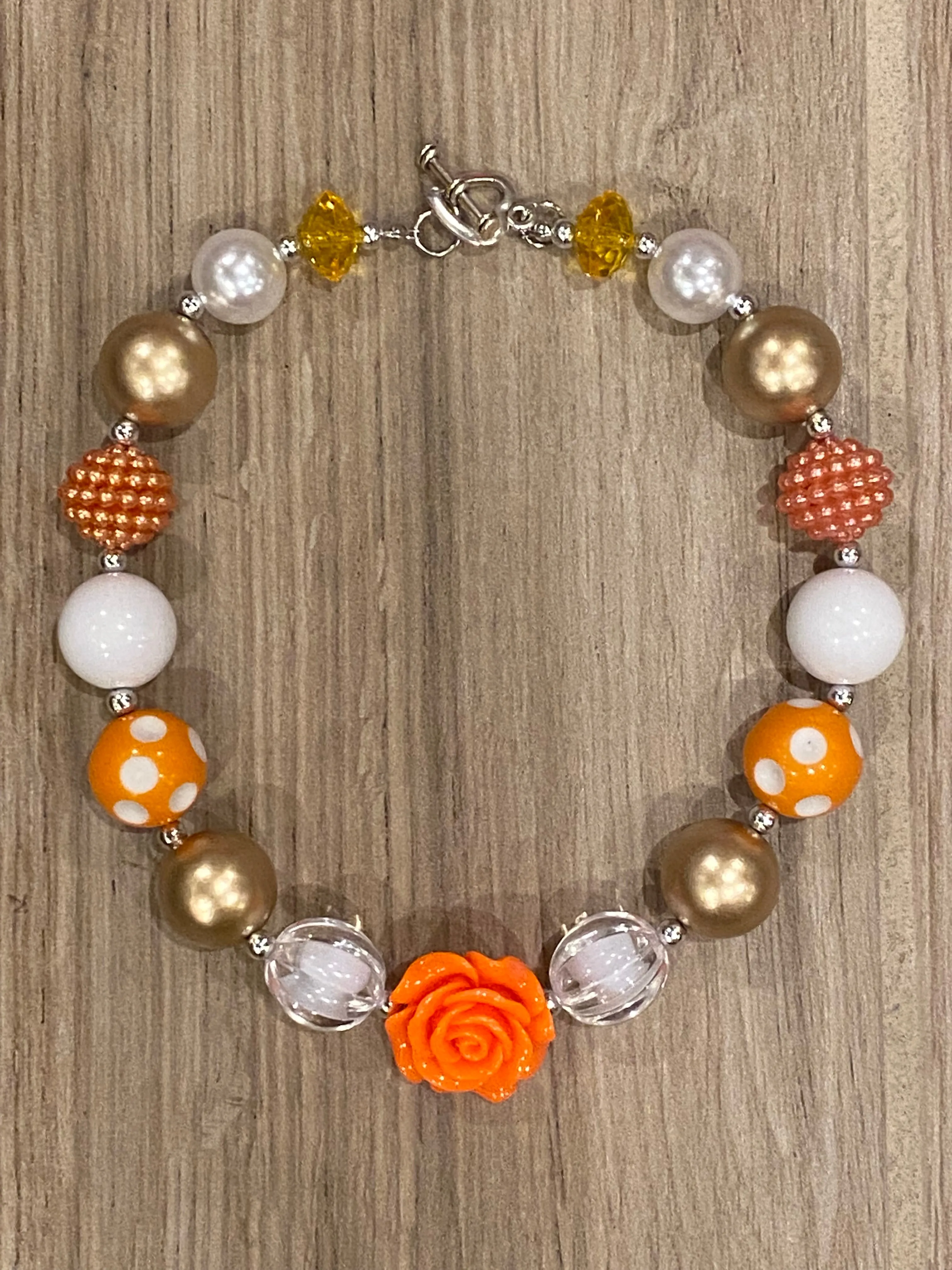 Necklace - Gold/Orange Rose