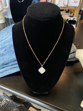 Opal Clover Charm Necklace