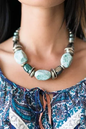 Paparazzi Blockbuster Necklace - In Good Glazes - Blue