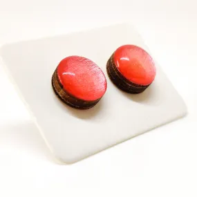 Peachy Coral Shimmer Stud Earrings by Candi Cove Designs