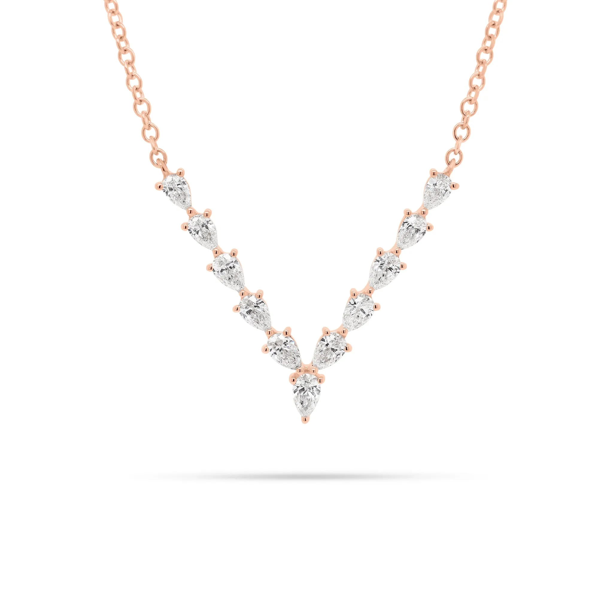 Pear-Shaped Diamond “V” Bar Necklace