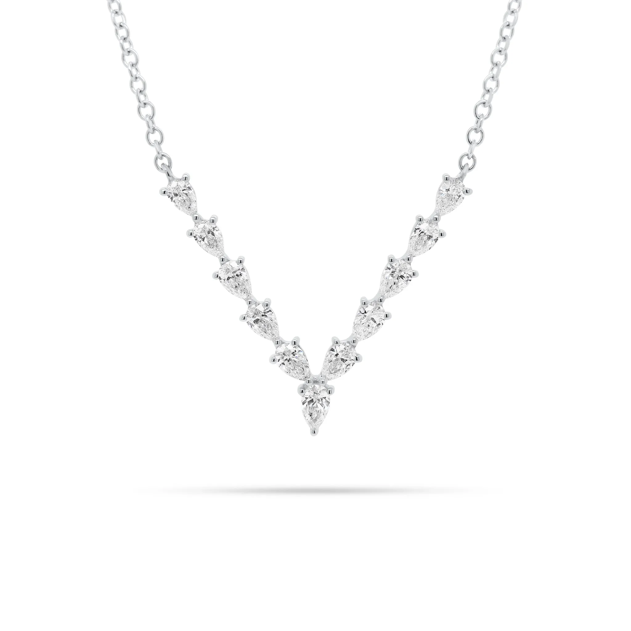 Pear-Shaped Diamond “V” Bar Necklace