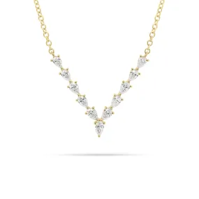 Pear-Shaped Diamond “V” Bar Necklace