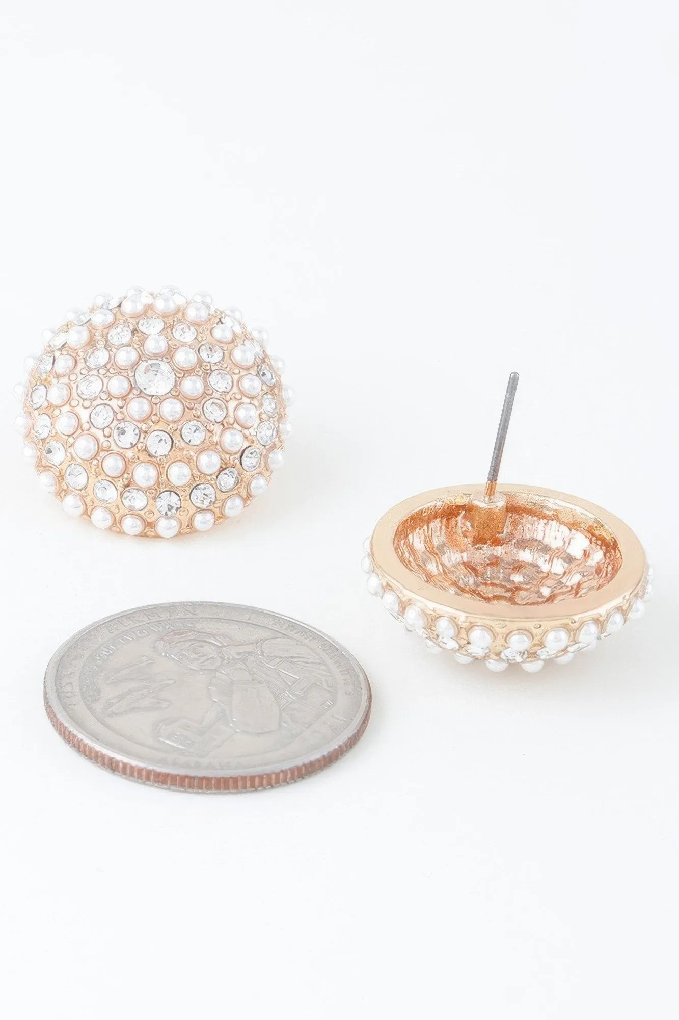 Pearled Dome Stud Earrings
