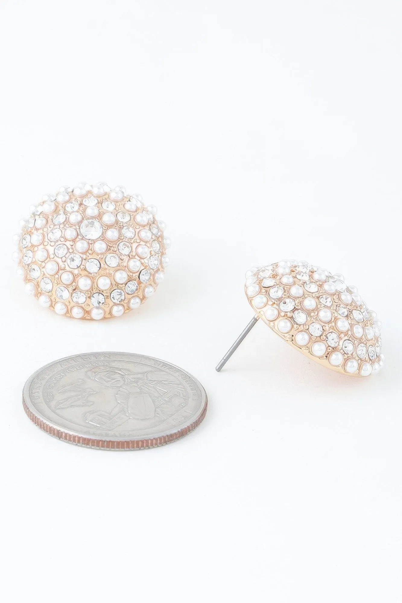 Pearled Dome Stud Earrings