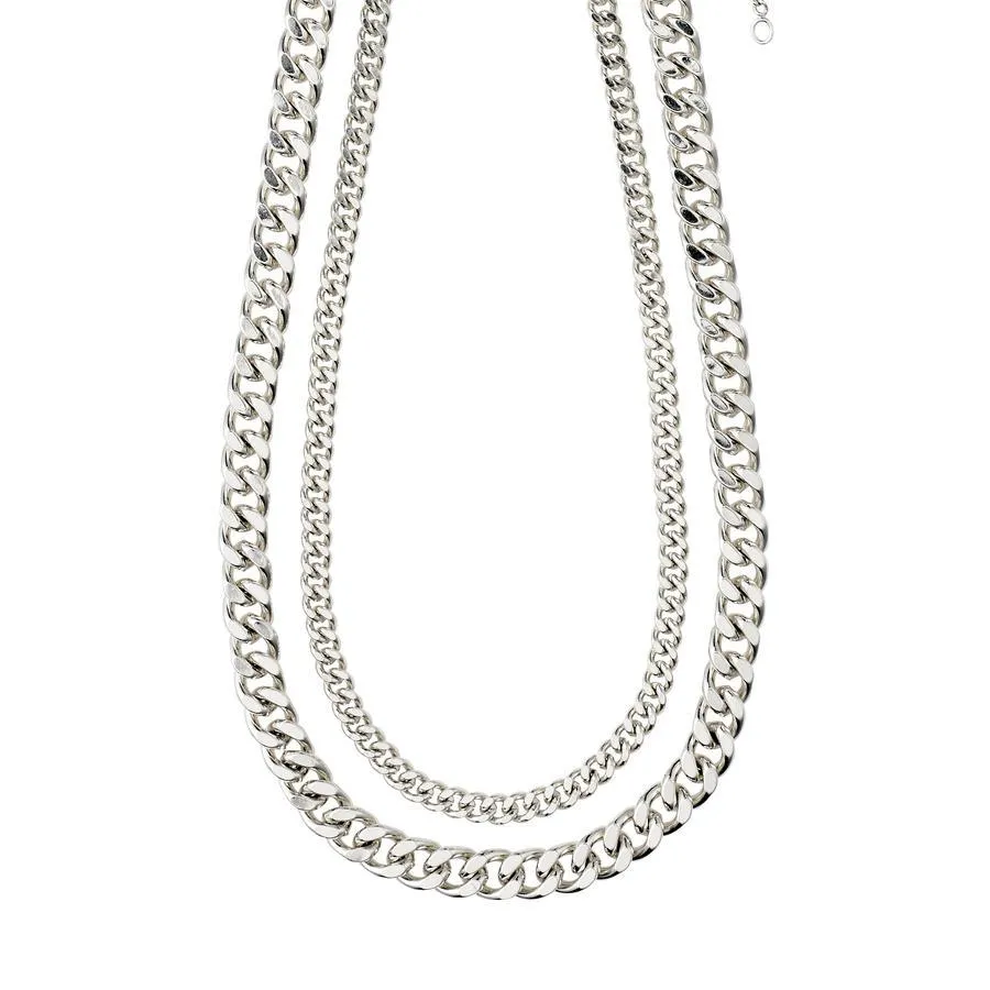 Pilgrim Chain Necklace Water 2-in-1 Set - Silver Plated