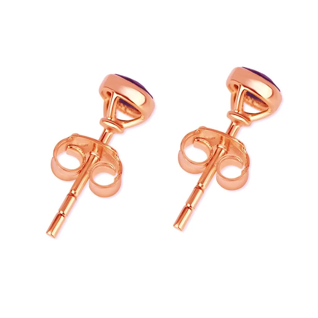Pink Opal Mini Stud Earrings | Rose Gold - October