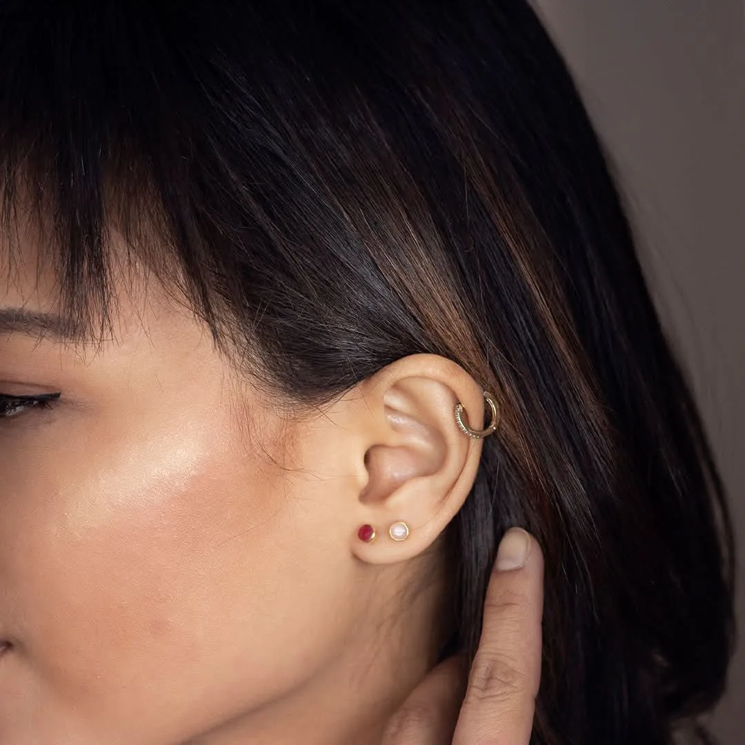 Pink Opal Mini Stud Earrings | Rose Gold - October