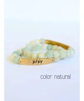 Pray Stone Stretch Bracelet - Natural