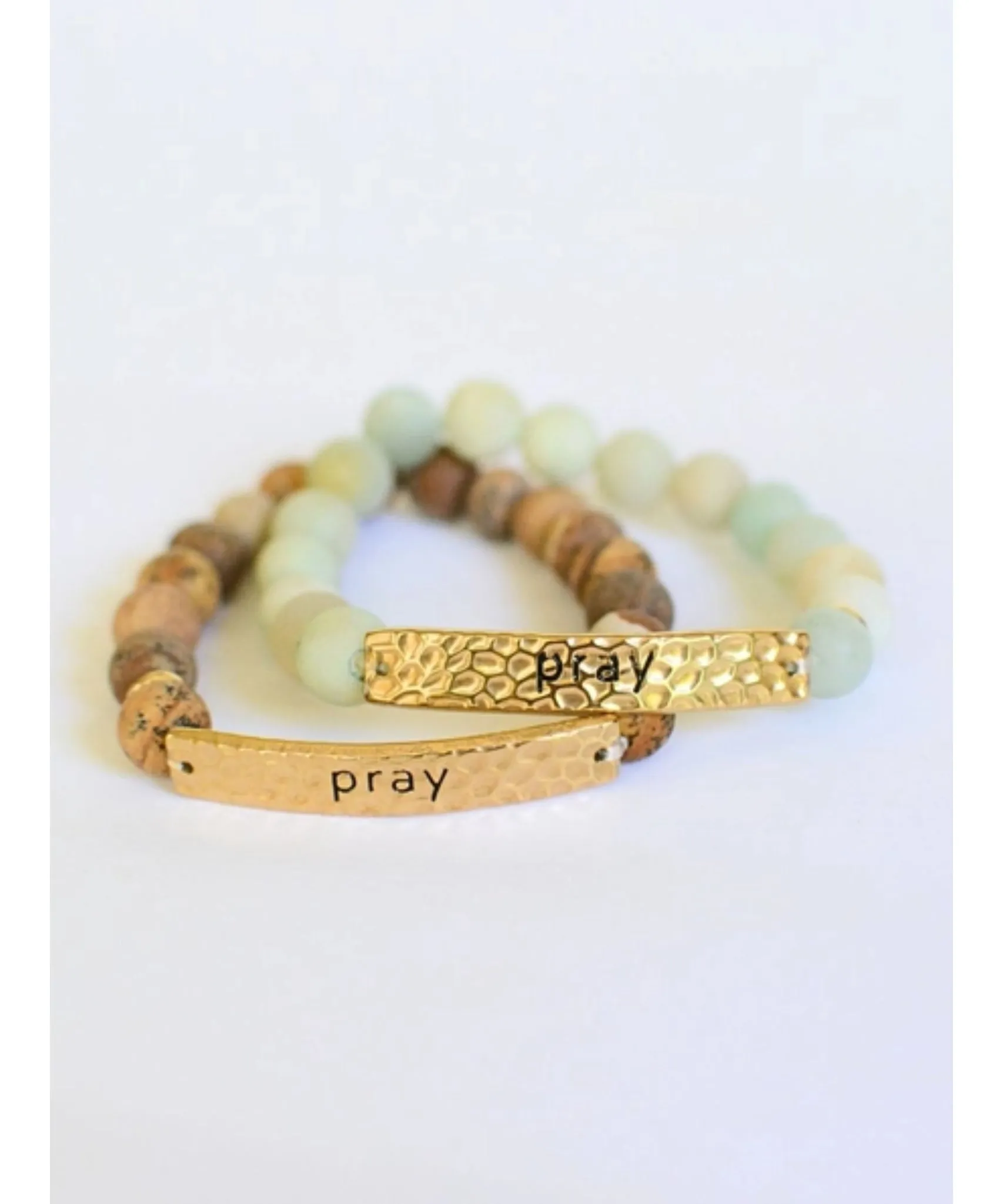 Pray Stone Stretch Bracelet - Natural