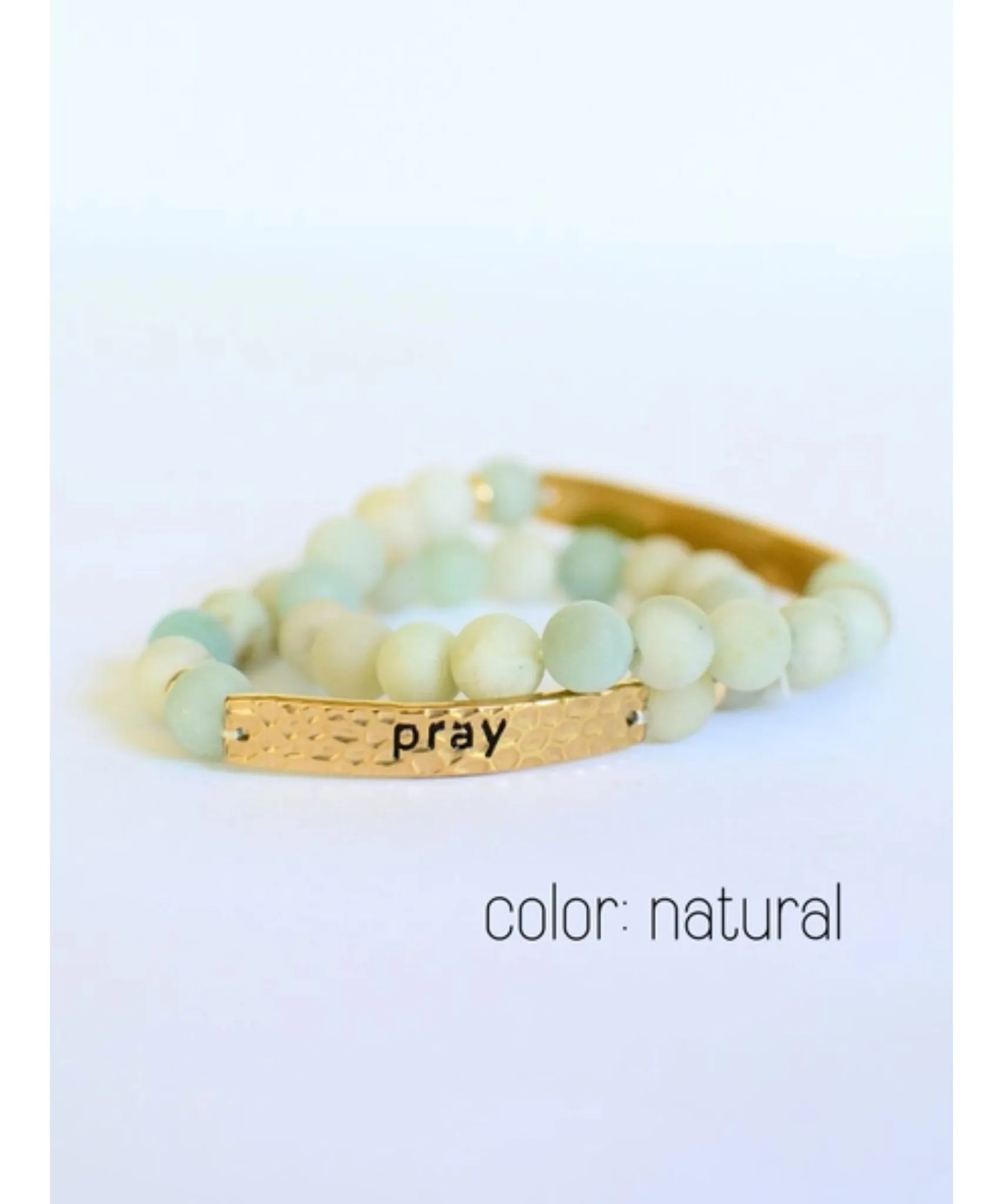 Pray Stone Stretch Bracelet - Natural