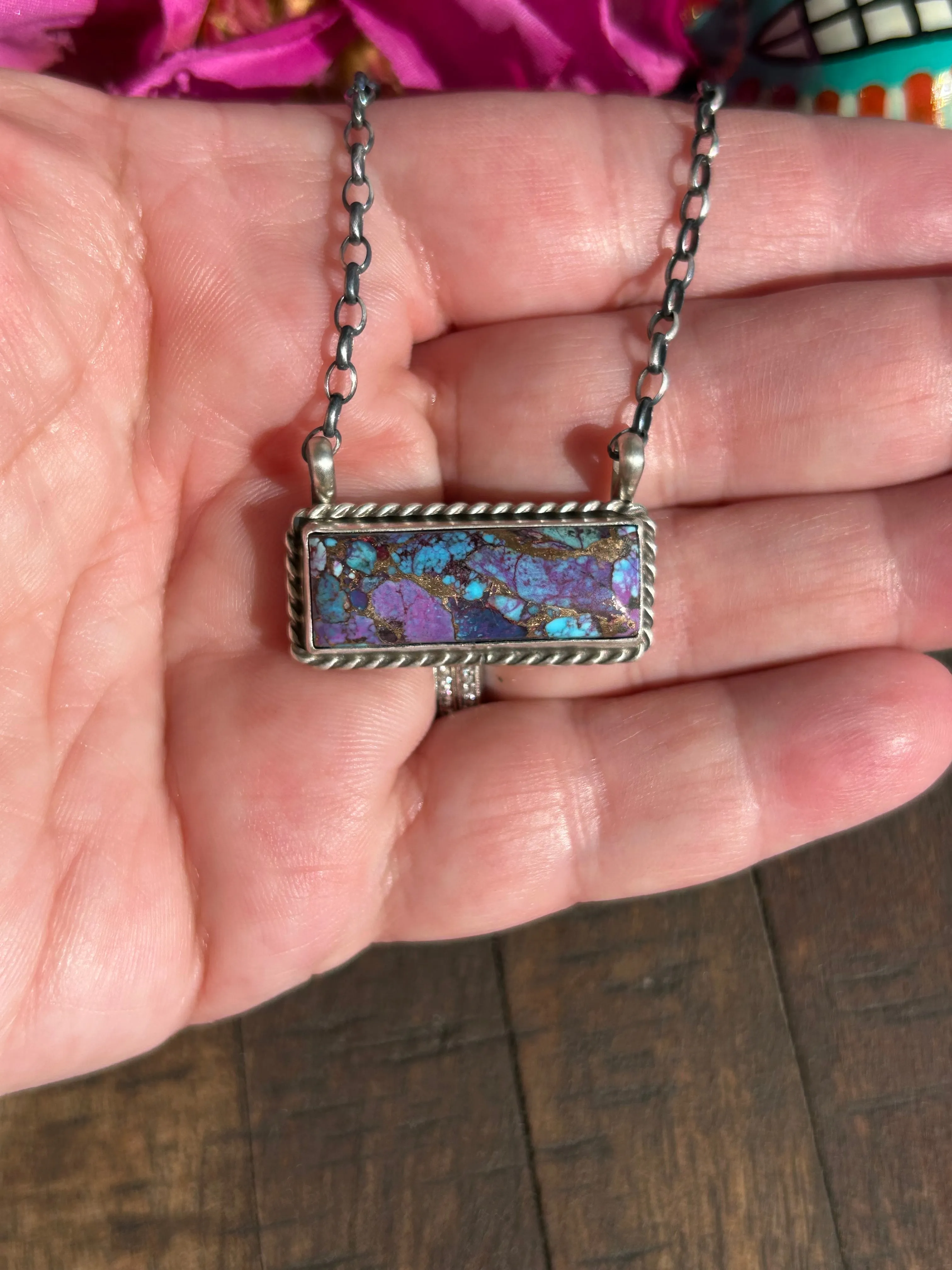 Purple Mohave Kingman Bar Necklace #4