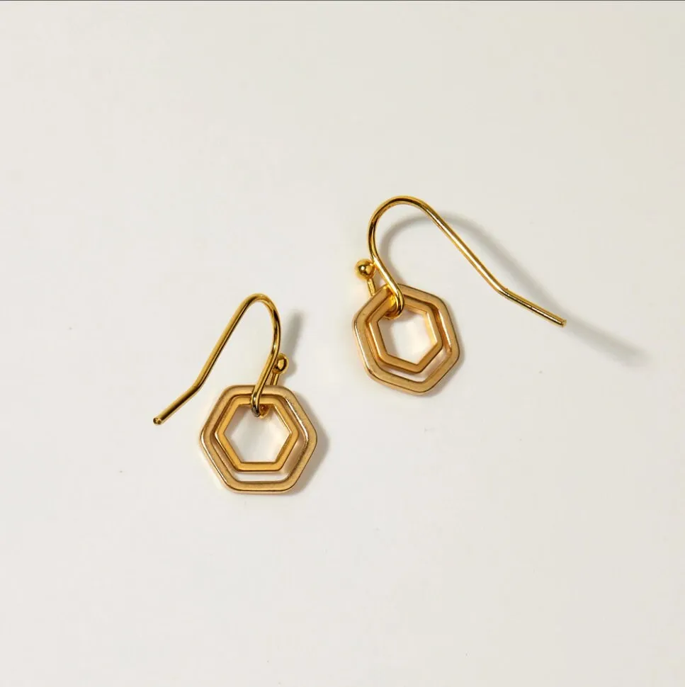 "Le Contour" Matte Gold Tiny Hexagon Hoops Bundle | Gift exchange