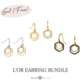 "Le Contour" Matte Gold Tiny Hexagon Hoops Bundle | Gift exchange