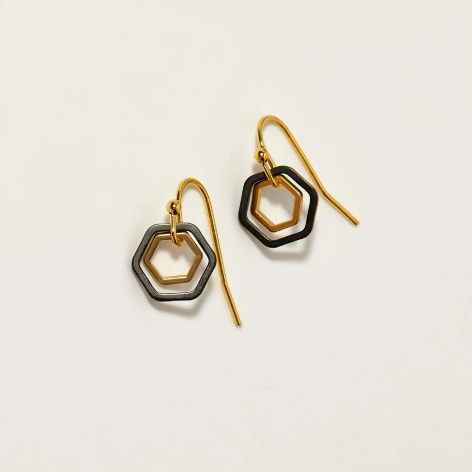 "Le Contour" Matte Gold Tiny Hexagon Hoops Bundle | Gift exchange