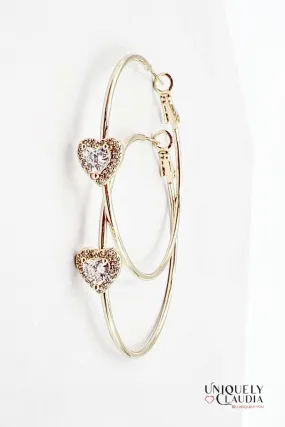Radiance Clear Crystal Heart 14K Gold-plated Hoop