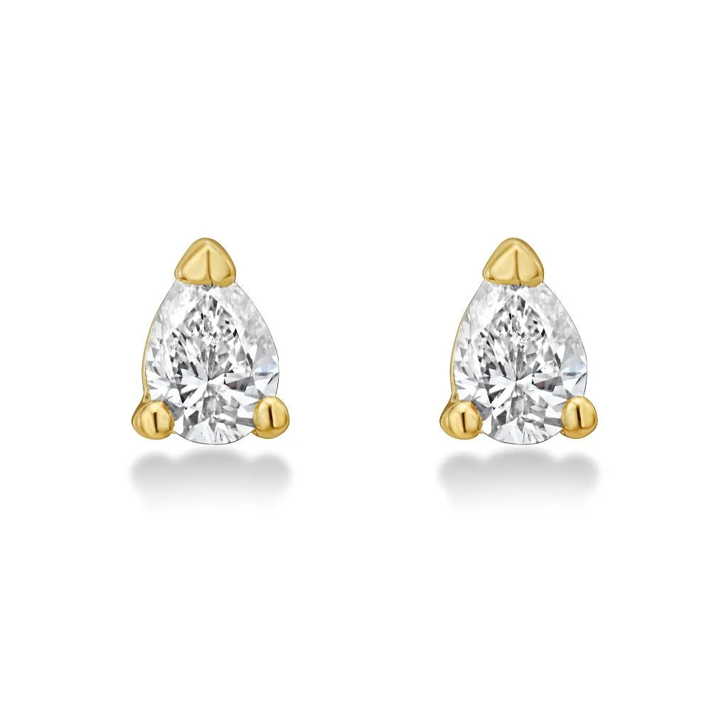 Ready to Ship Pear Shape Diamond Micro Studs Earrings (0.20 ct.) in 14K Gold
