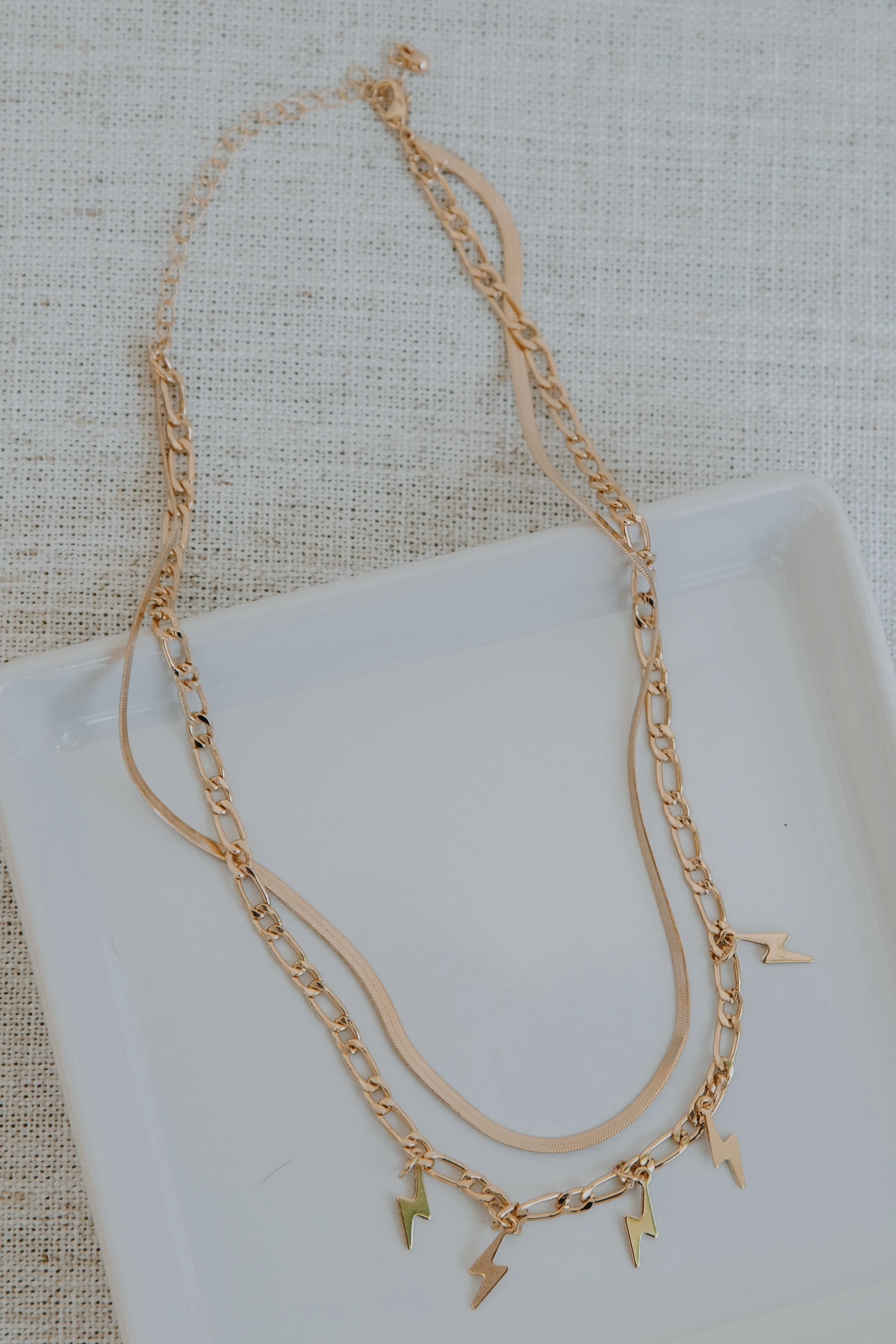 Reign Gold Lightning Bolt Layered Necklace