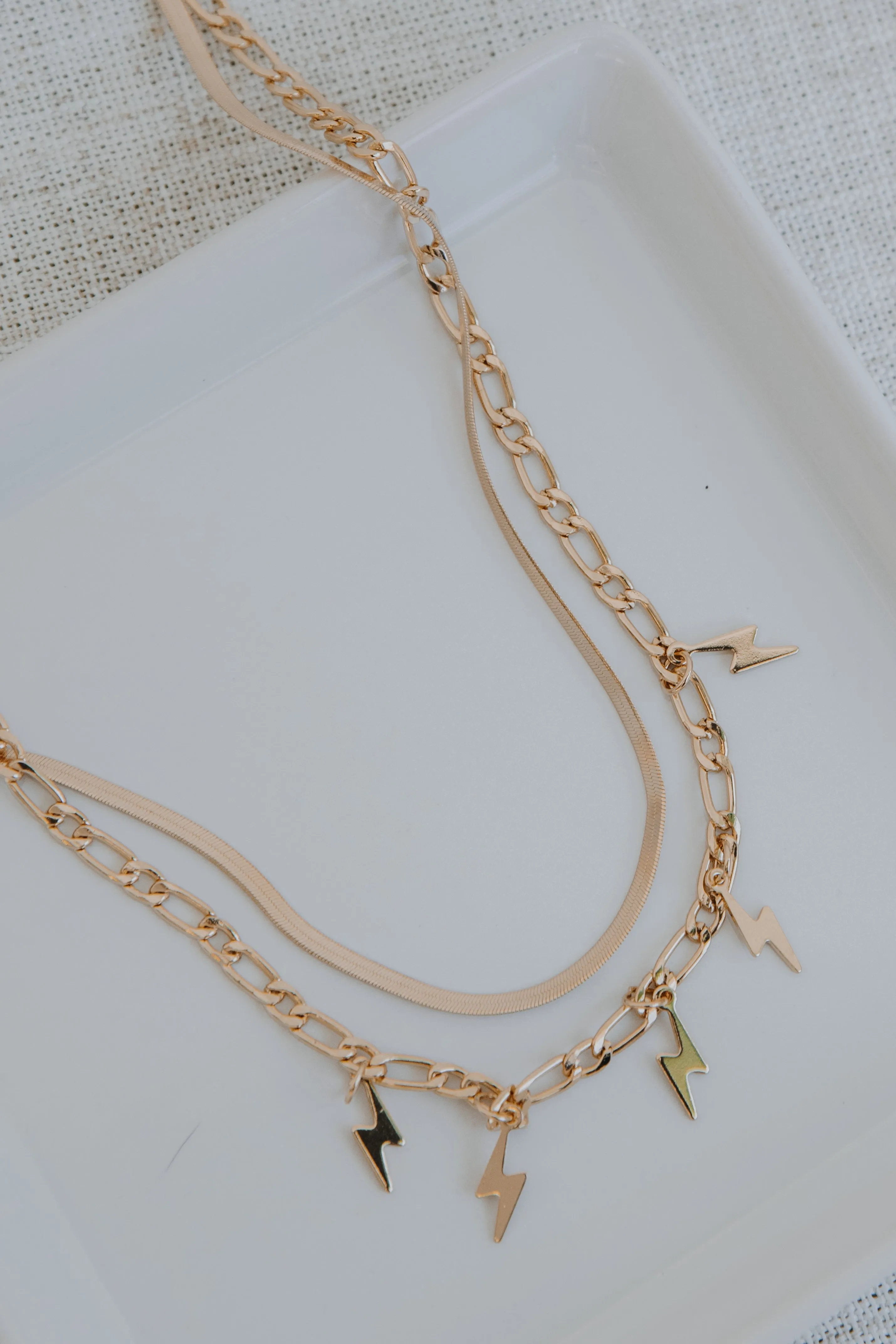 Reign Gold Lightning Bolt Layered Necklace