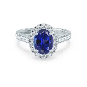ROSA - Chatham® Blue Sapphire & Diamond 950 Platinum Halo