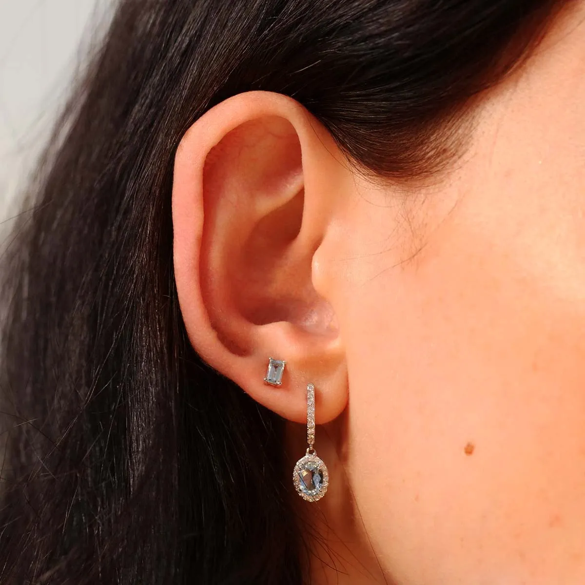 Rosa Mer 0.58ct Aquamarine Stud Earrings | 9K White Gold