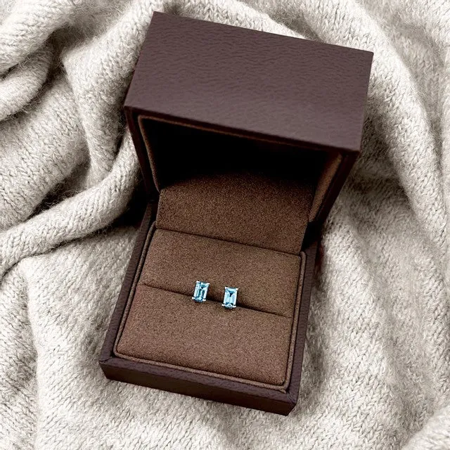 Rosa Mer 0.58ct Aquamarine Stud Earrings | 9K White Gold