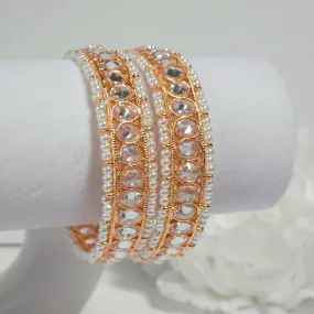 Rose Gold Pink Polki Bangle Set