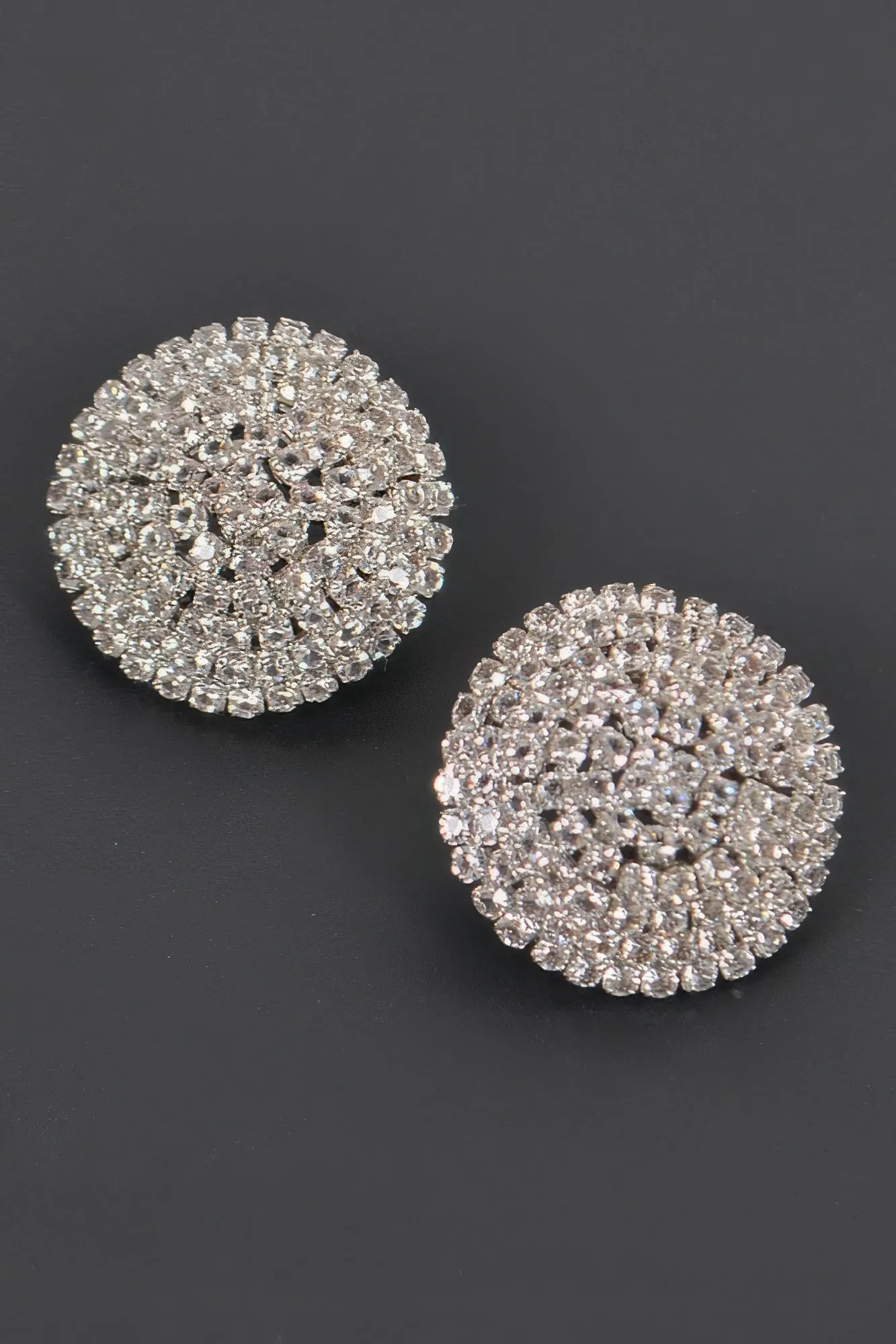 Round Shape Rhinestone Stud Earrings