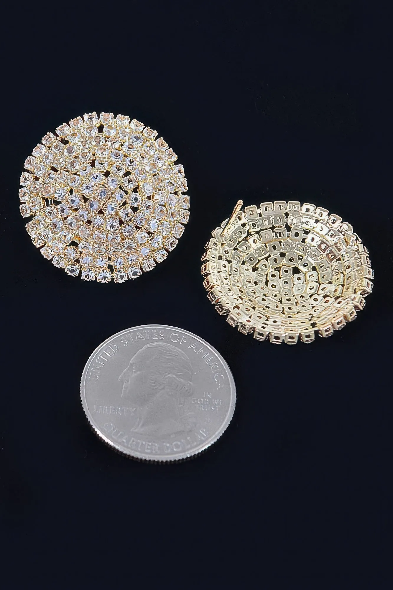 Round Shape Rhinestone Stud Earrings