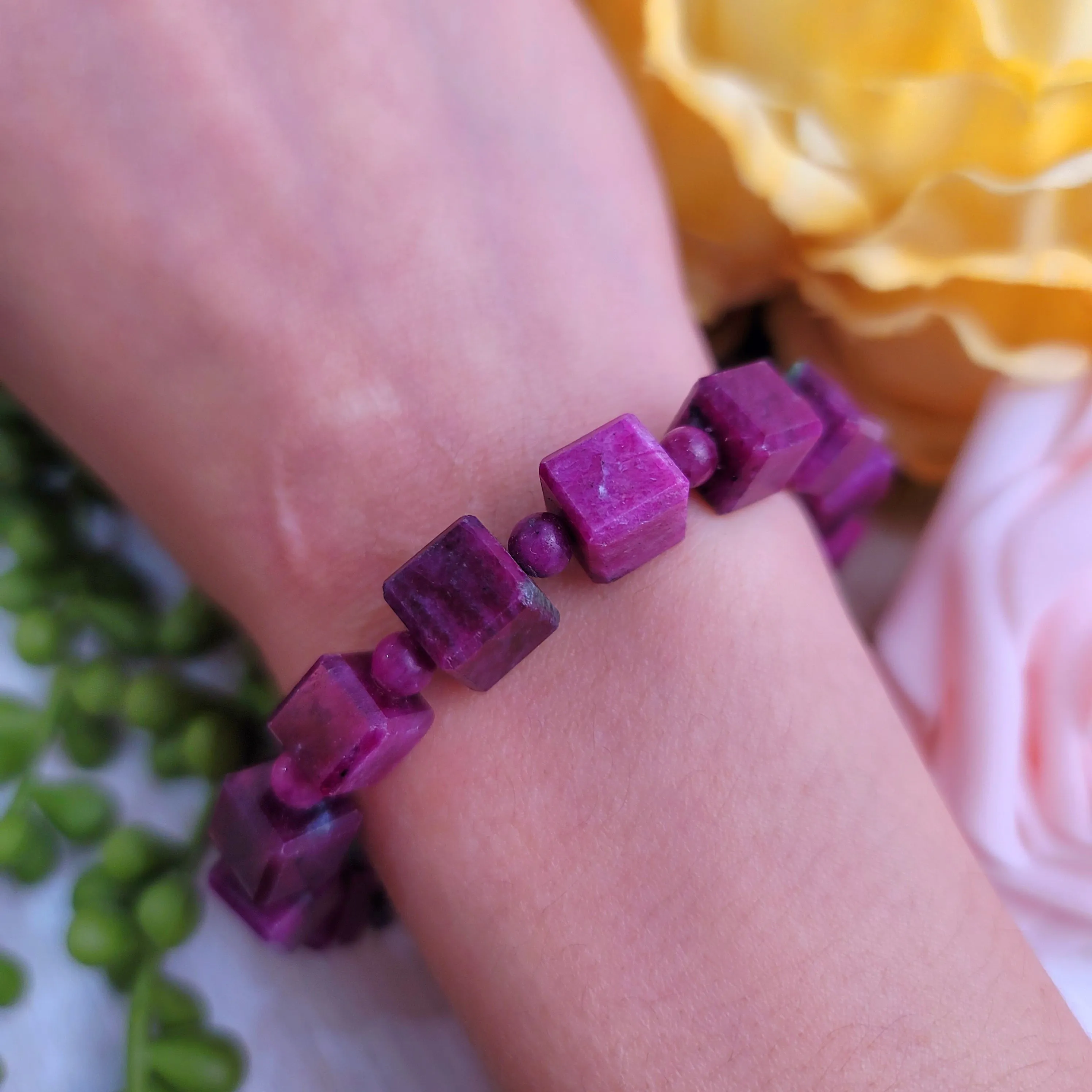 Ruby Cube Bracelet for Abundance, Courage and Passion