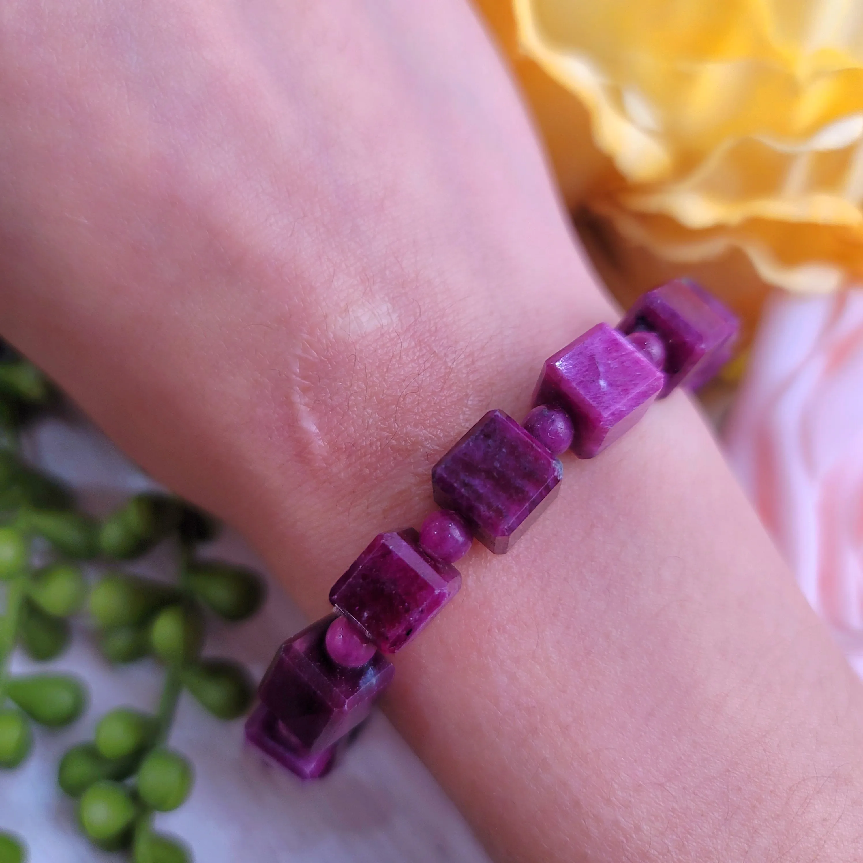 Ruby Cube Bracelet for Abundance, Courage and Passion
