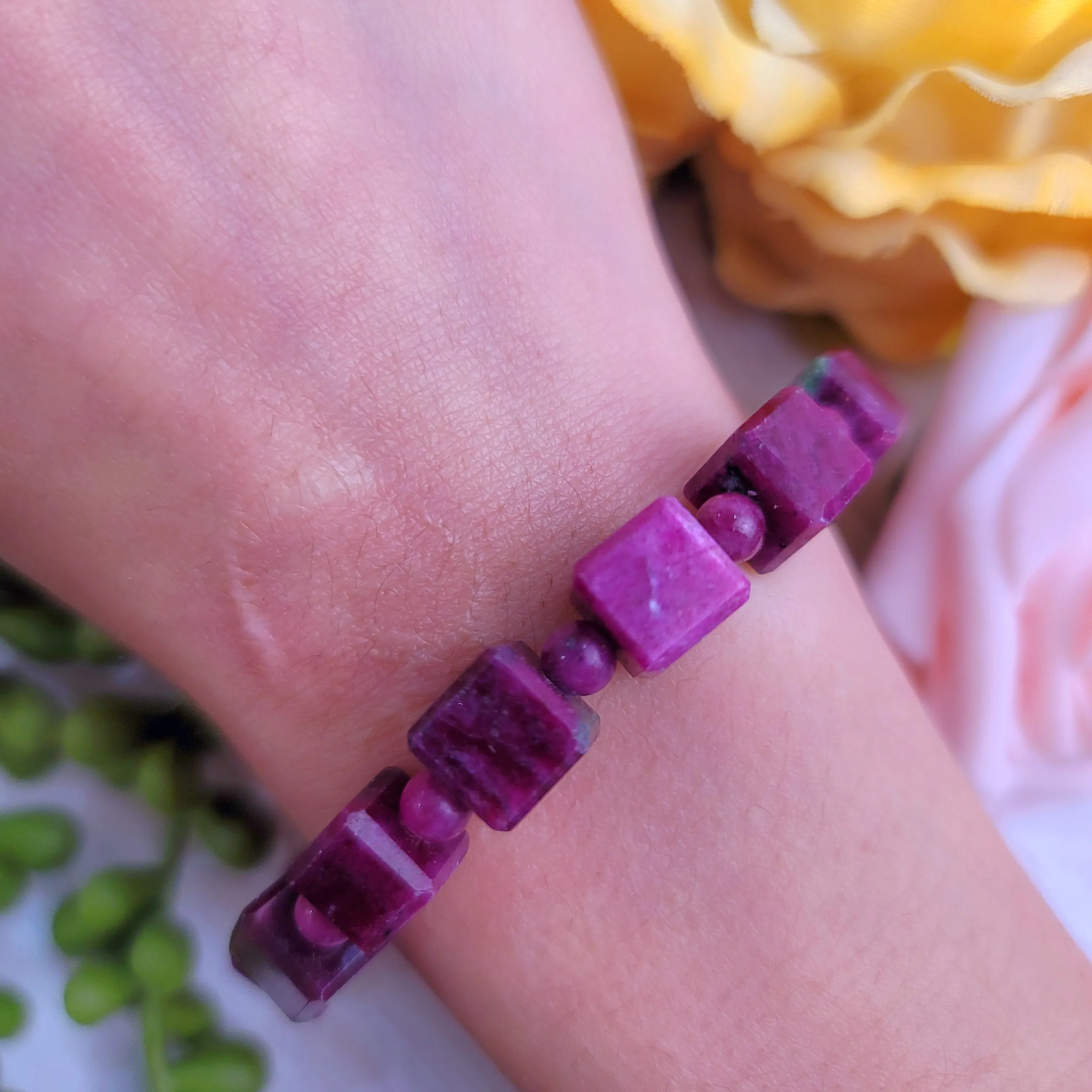 Ruby Cube Bracelet for Abundance, Courage and Passion