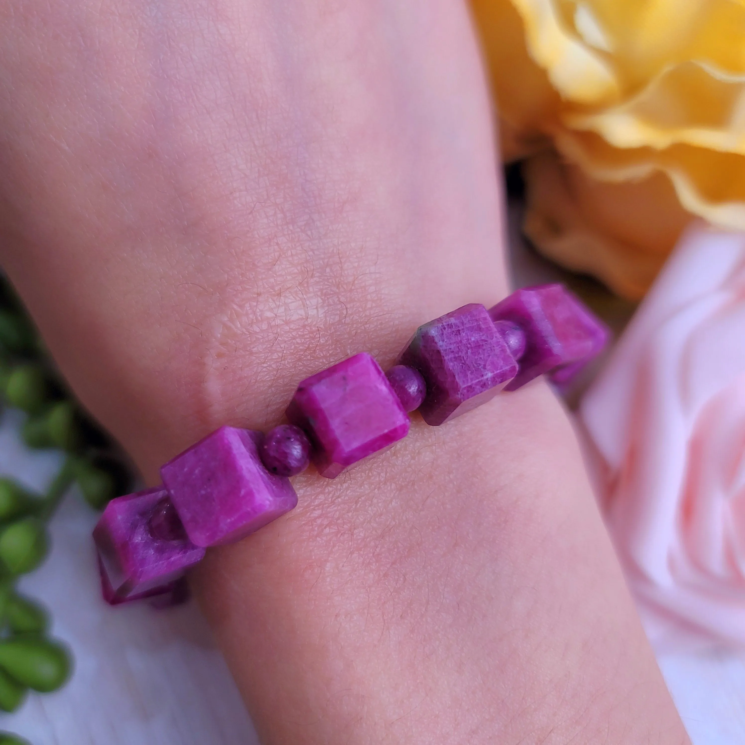Ruby Cube Bracelet for Abundance, Courage and Passion