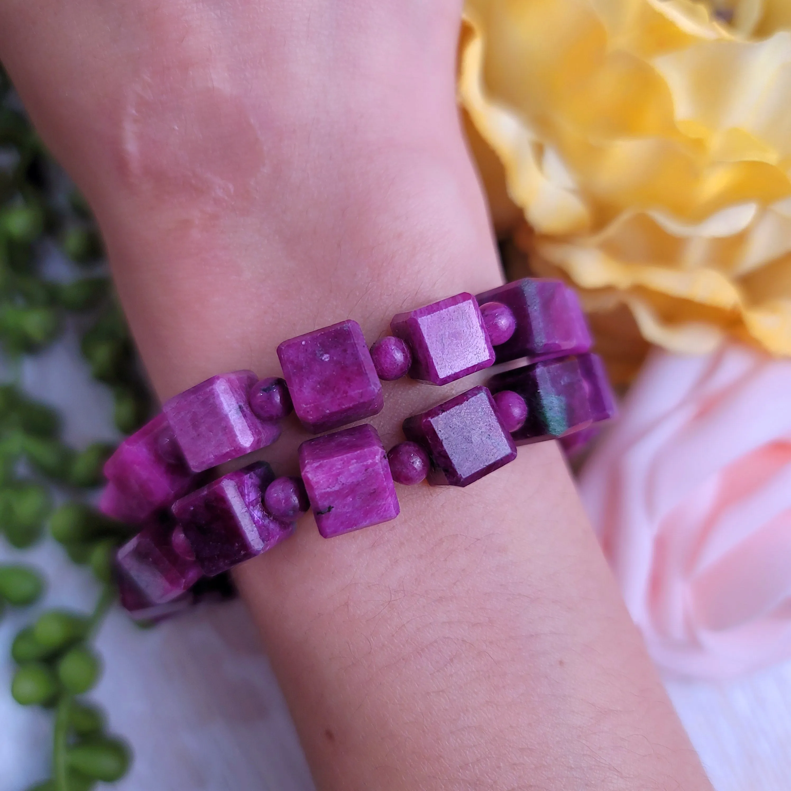 Ruby Cube Bracelet for Abundance, Courage and Passion