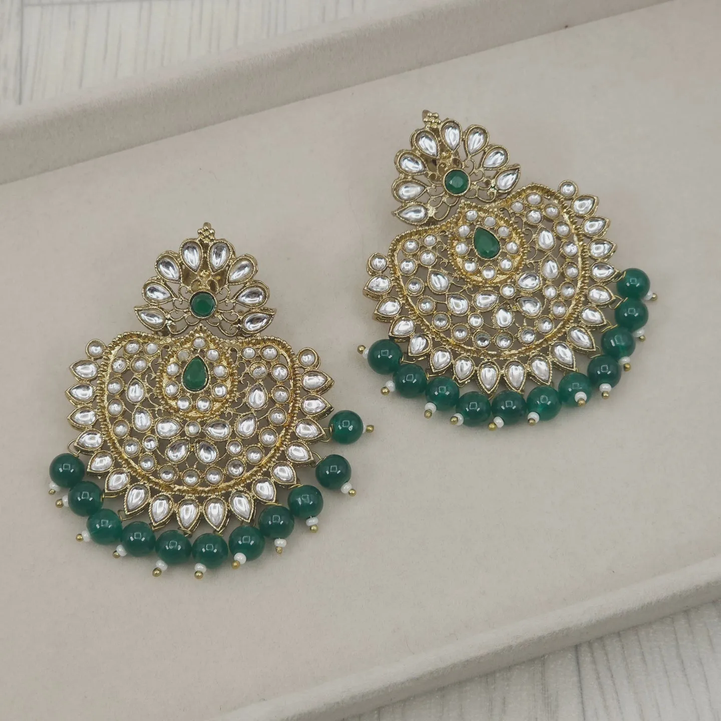 Saima Gold Kundan Chandbali Earrings
