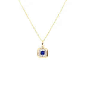 Sapphire and Diamond Halo Pendant